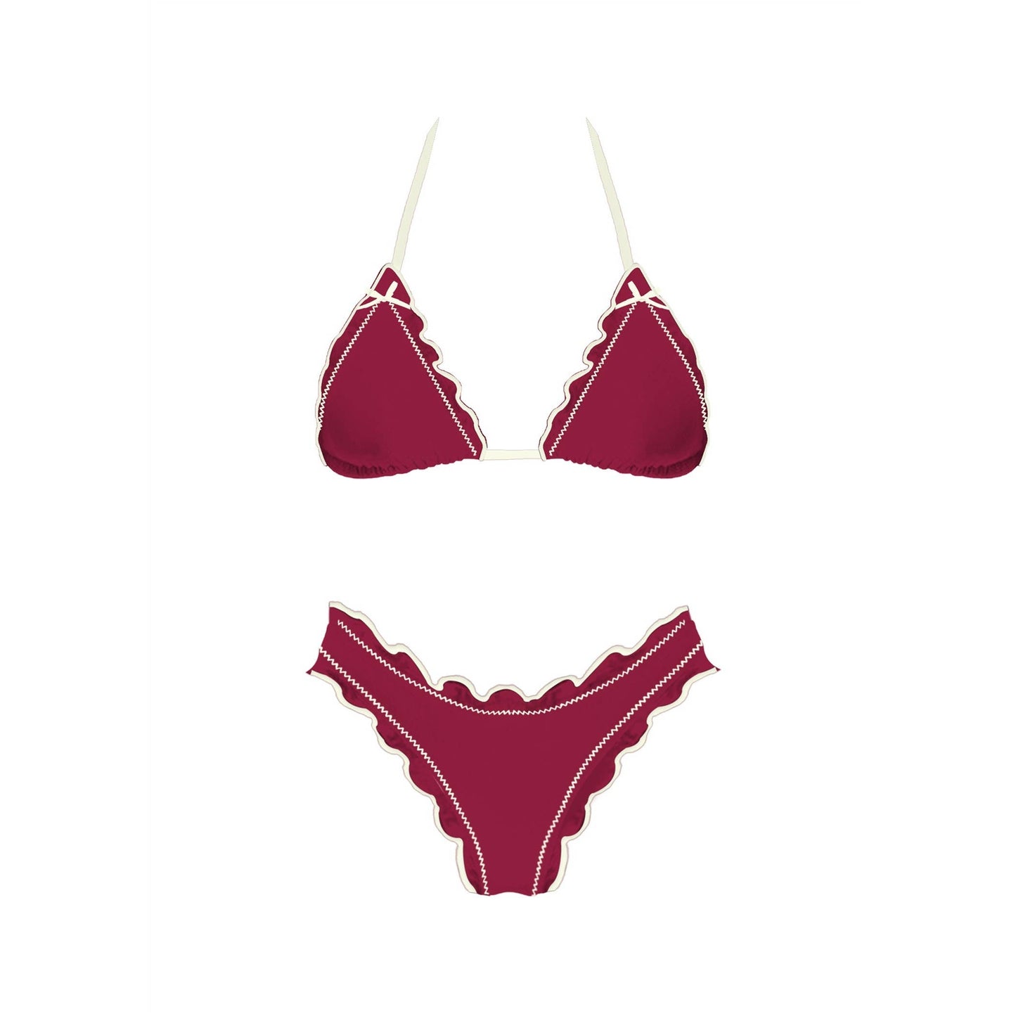 Red Ruffle Bikini Set