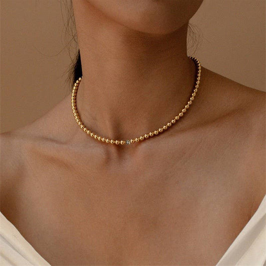 18K Stainless Steel Bubble Beaded Necklace