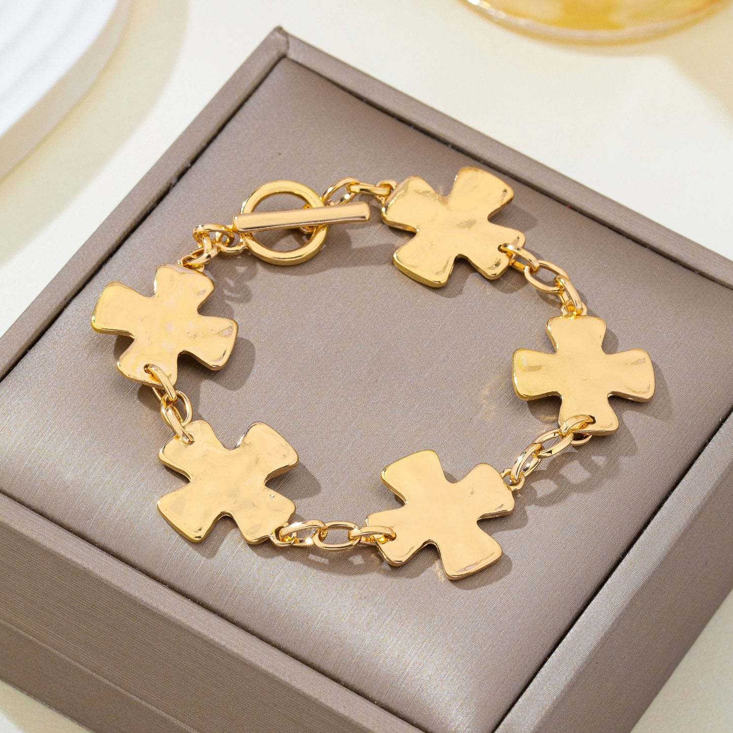 Textured Cross Link Bracelet