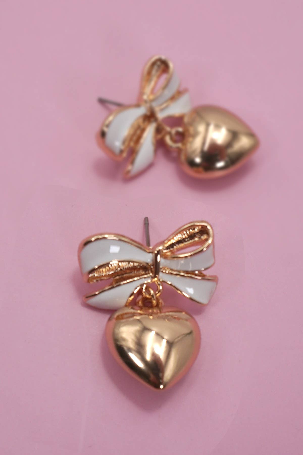 Bow Heart Drop Earrings