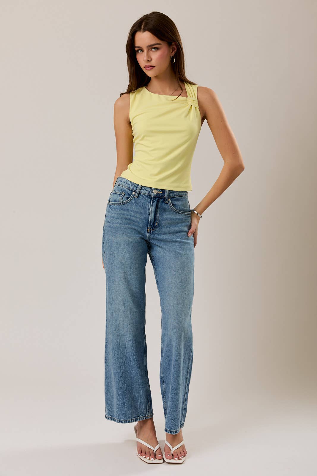 Yellow Asymmetrical Knit Top