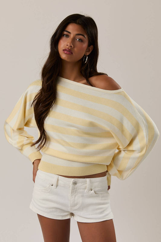 Yellow Stripe Sweater Top