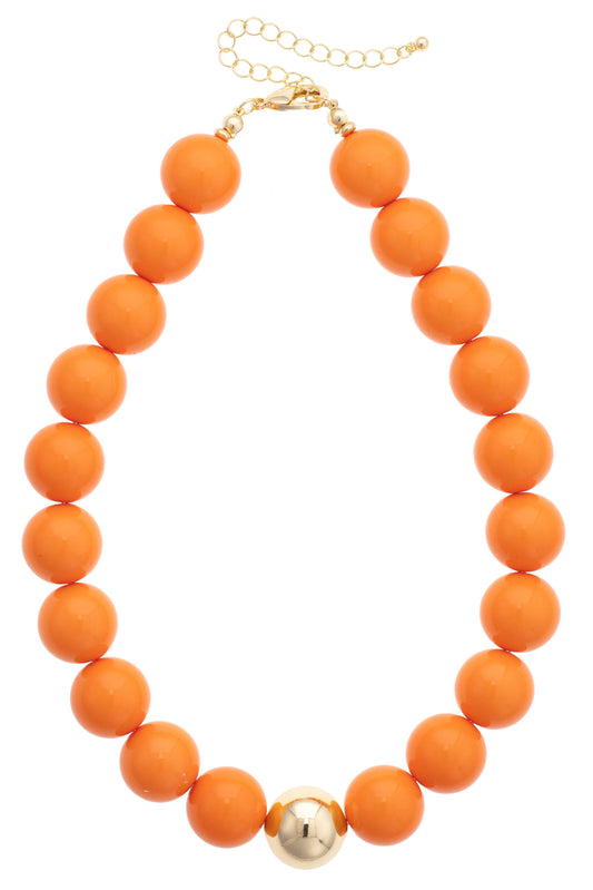 Marjorie Game Day Beaded Necklace: Orange