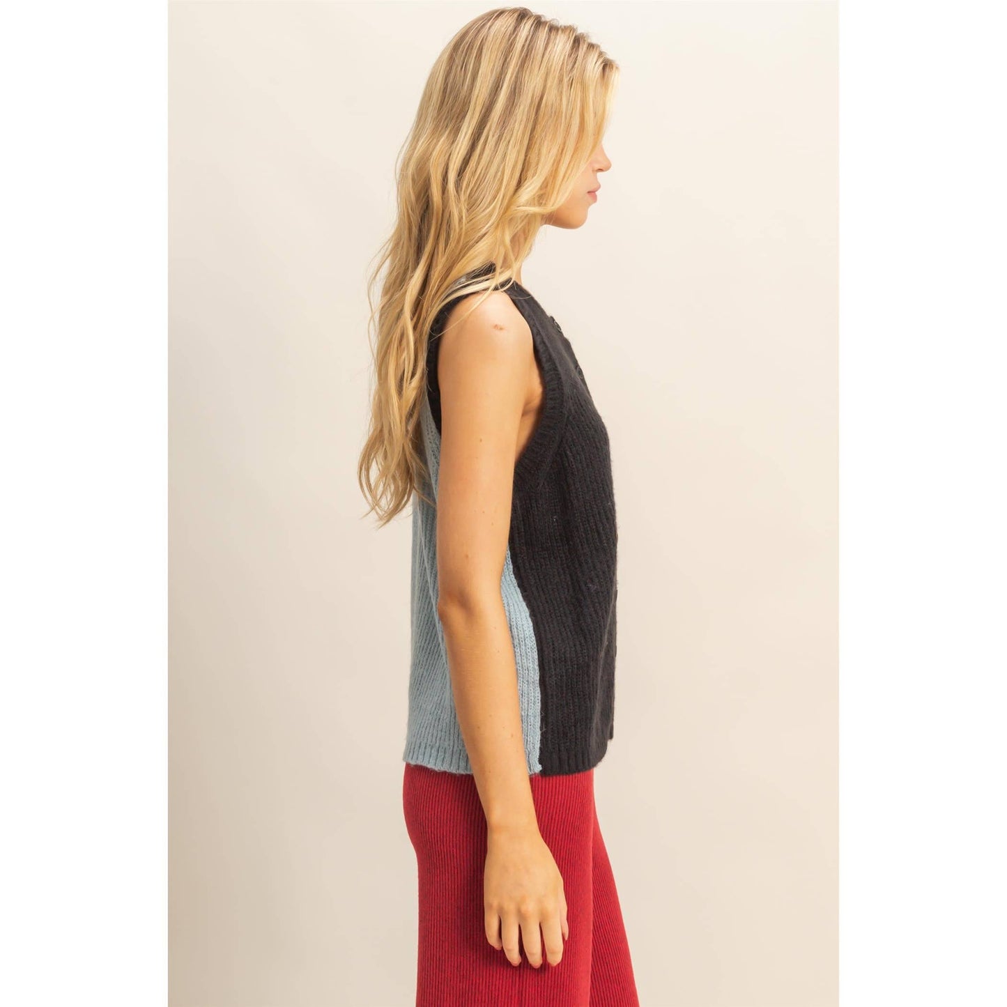 Colorblock Button Down Vest