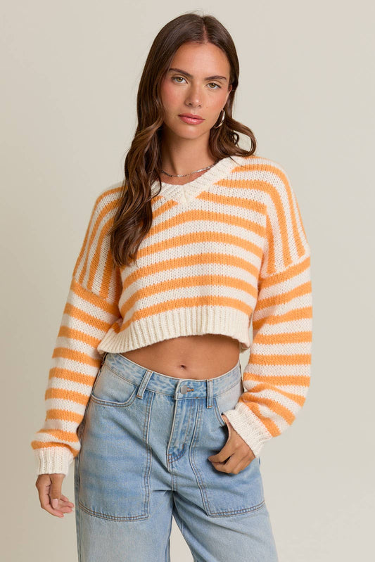Orange & White Striped Sweater