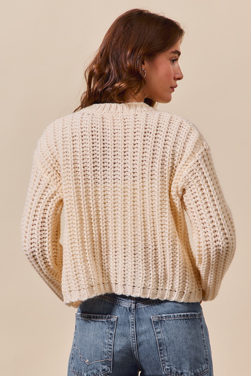 Cream Chunky Sweater Cardigan