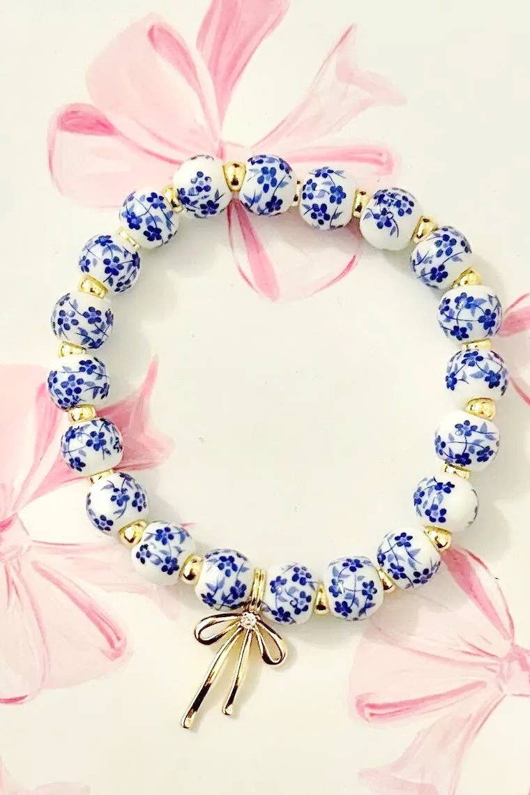 Blue Floral Porcelain Bracelet