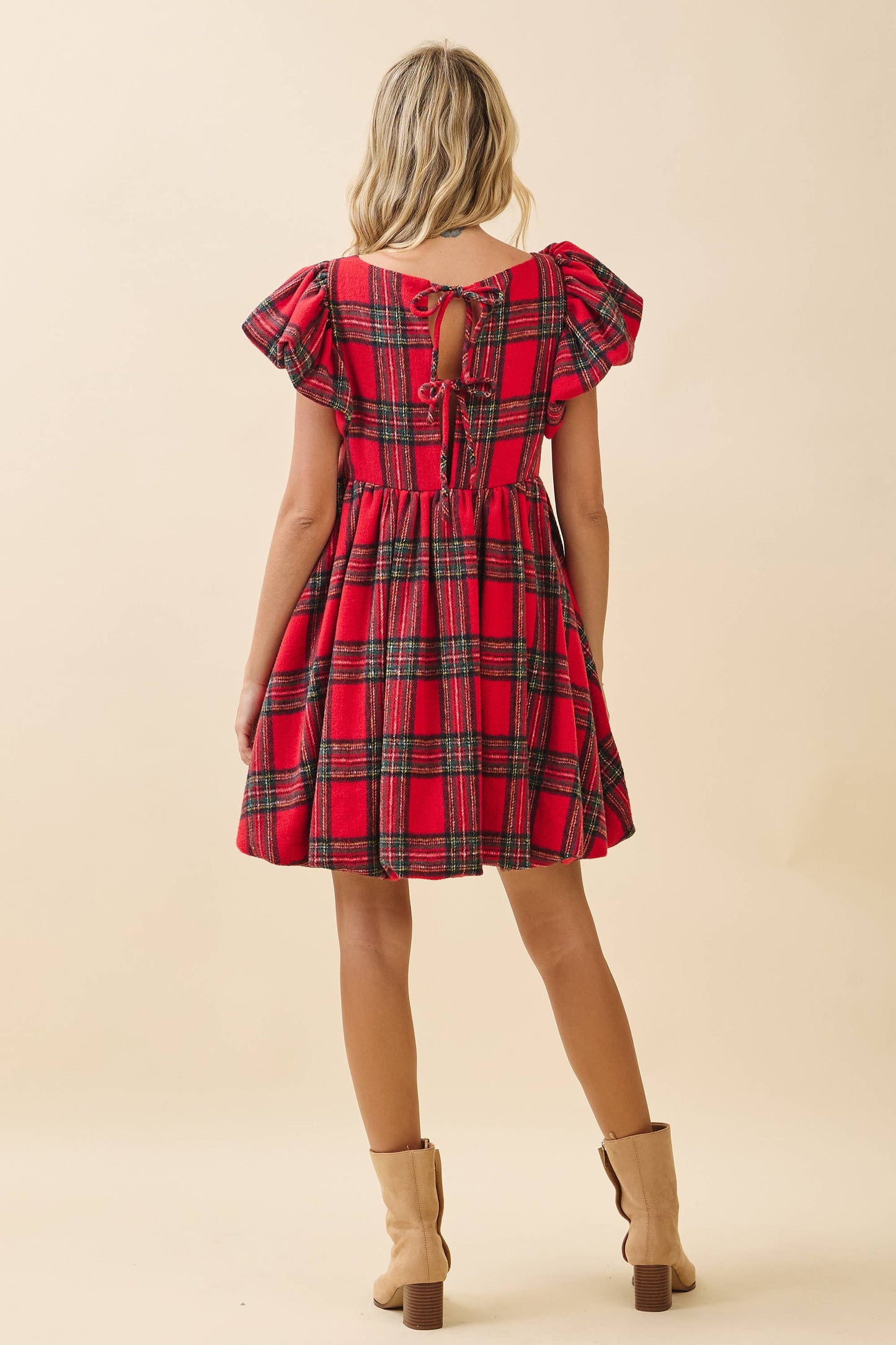 Red Plaid Bubble Dress