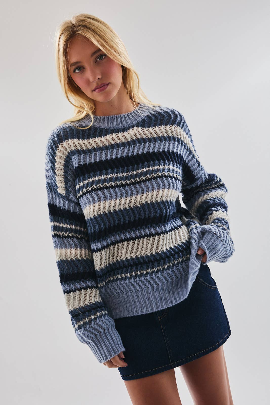 Cozy Blue Striped Sweater