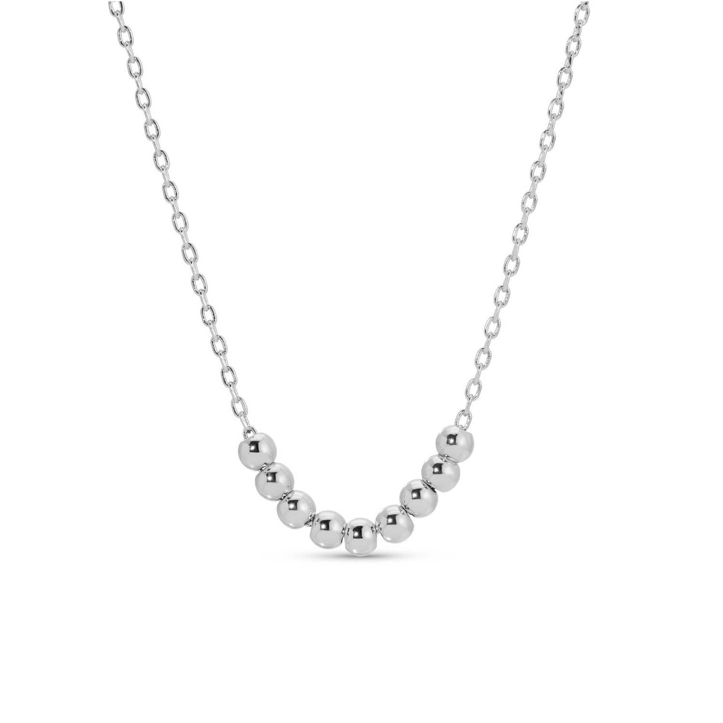 Simple Bead Necklace: Silver