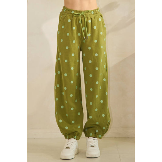 Green Playful Dot Lounge Pants