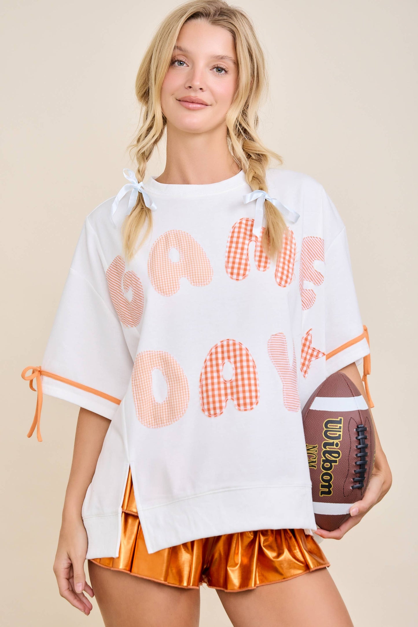 Orange Game Day Patchwork Top