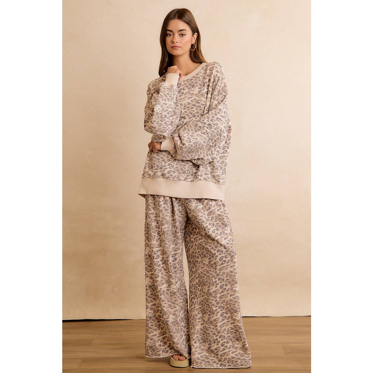 Leopard Print Wide Leg Pants