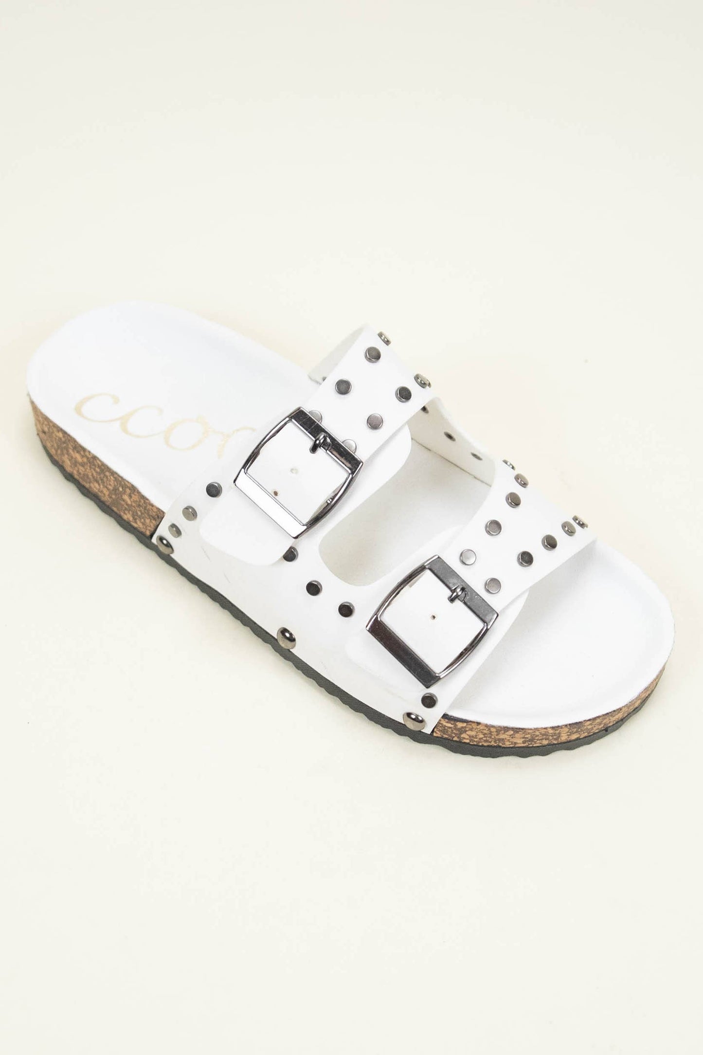 White Studded Buckle Sandal