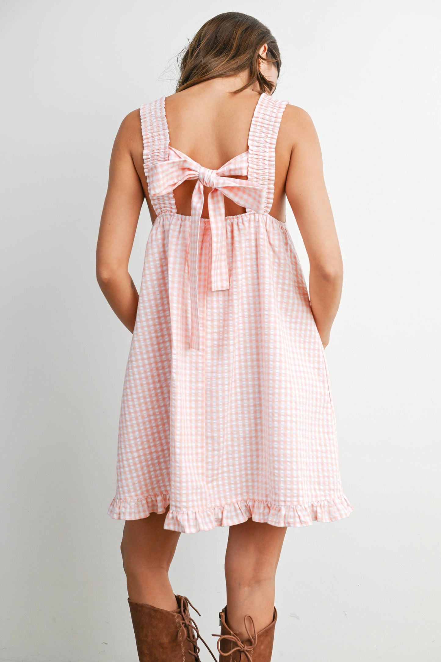 Pink Smocked Ruffle Hem Dress