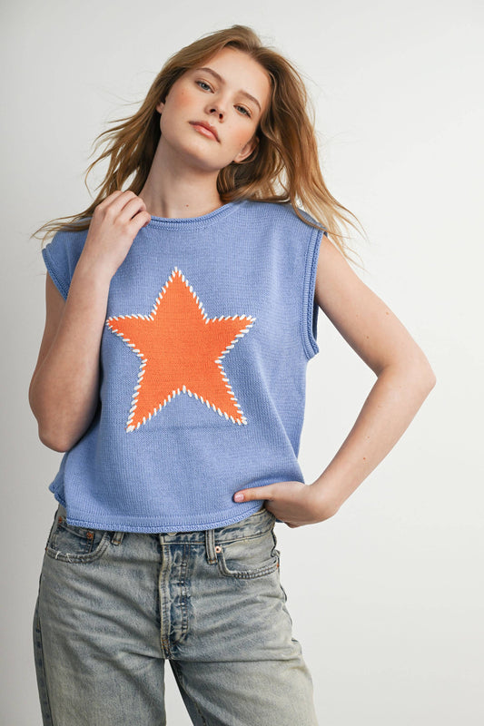 Star Graphic Sweatshirt - BLUE
