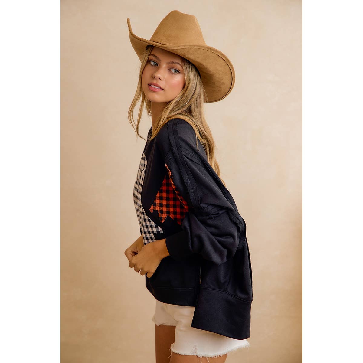 Plaid Ghost Halloween Sweatshirt