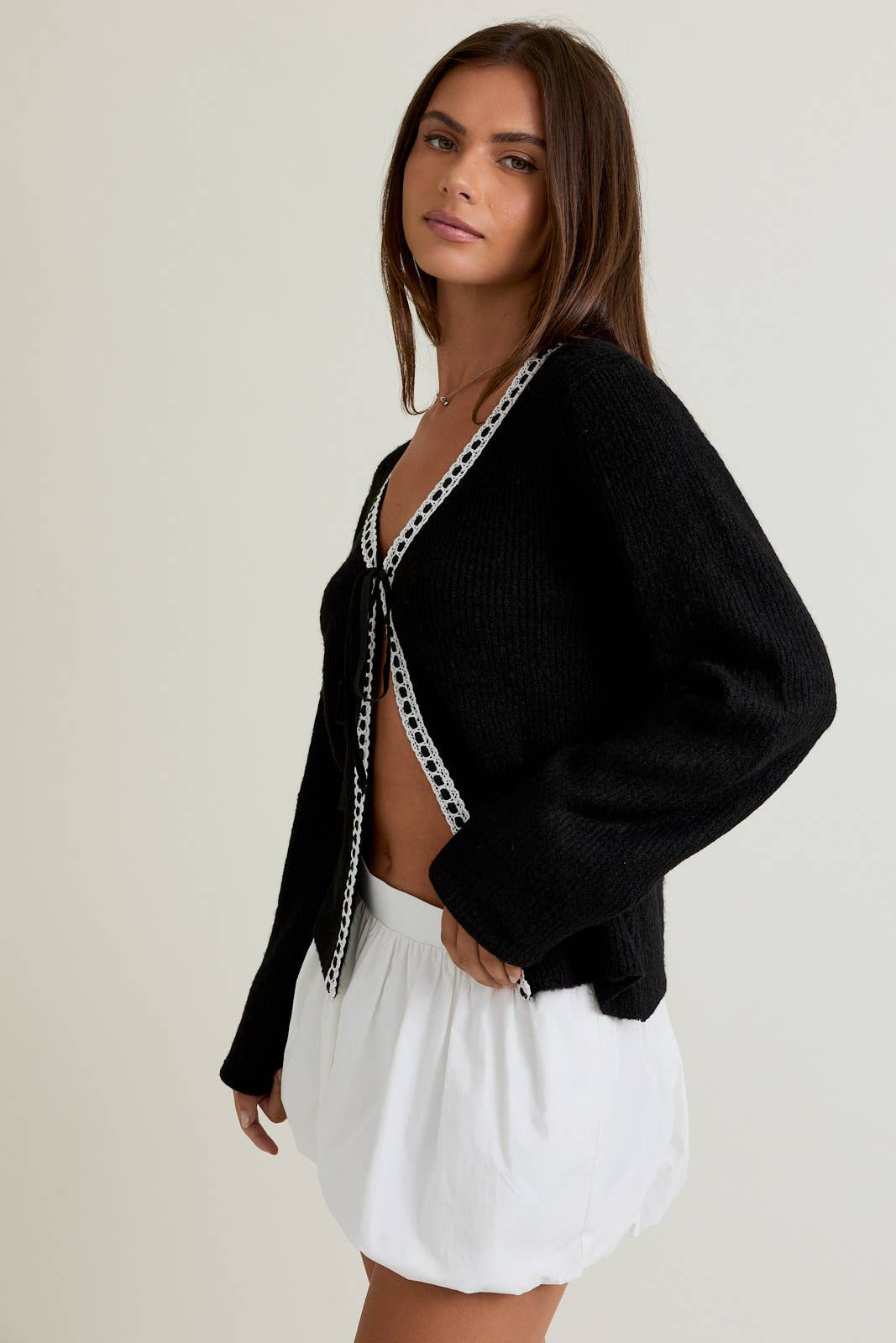 Black & White Babydoll Cardigan