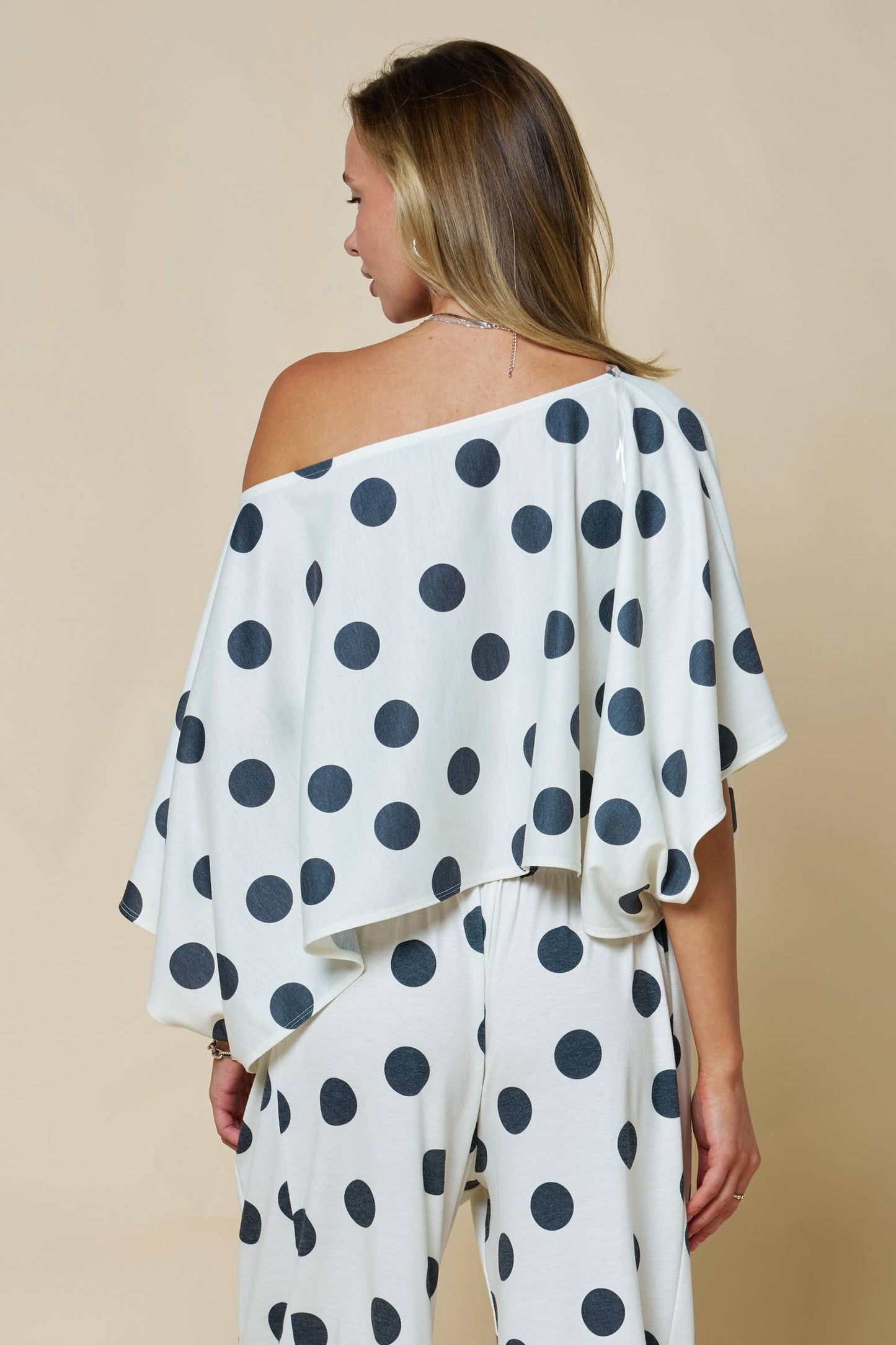 Off Shoulder Polka Dot Crop Top