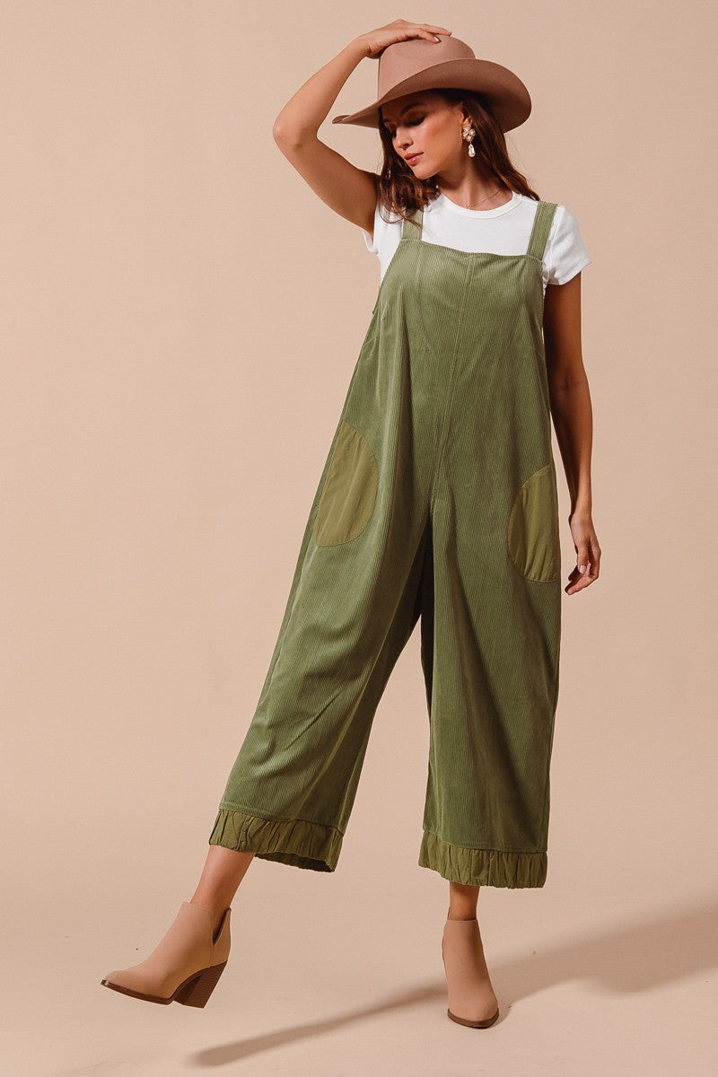 Chic Sage Corduroy Overalls