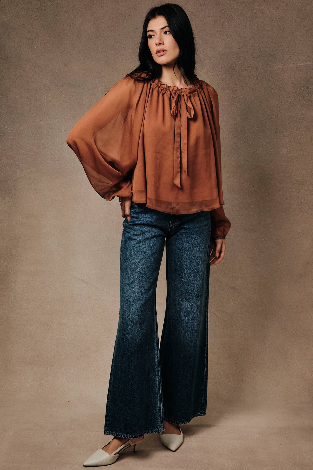 Rust Ruffled Blouse