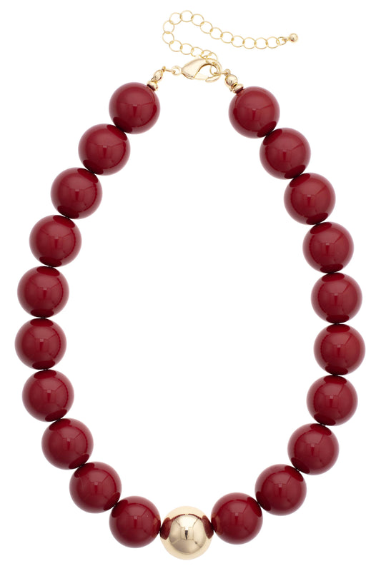Marjorie Game Day Beaded Necklace: Crimson