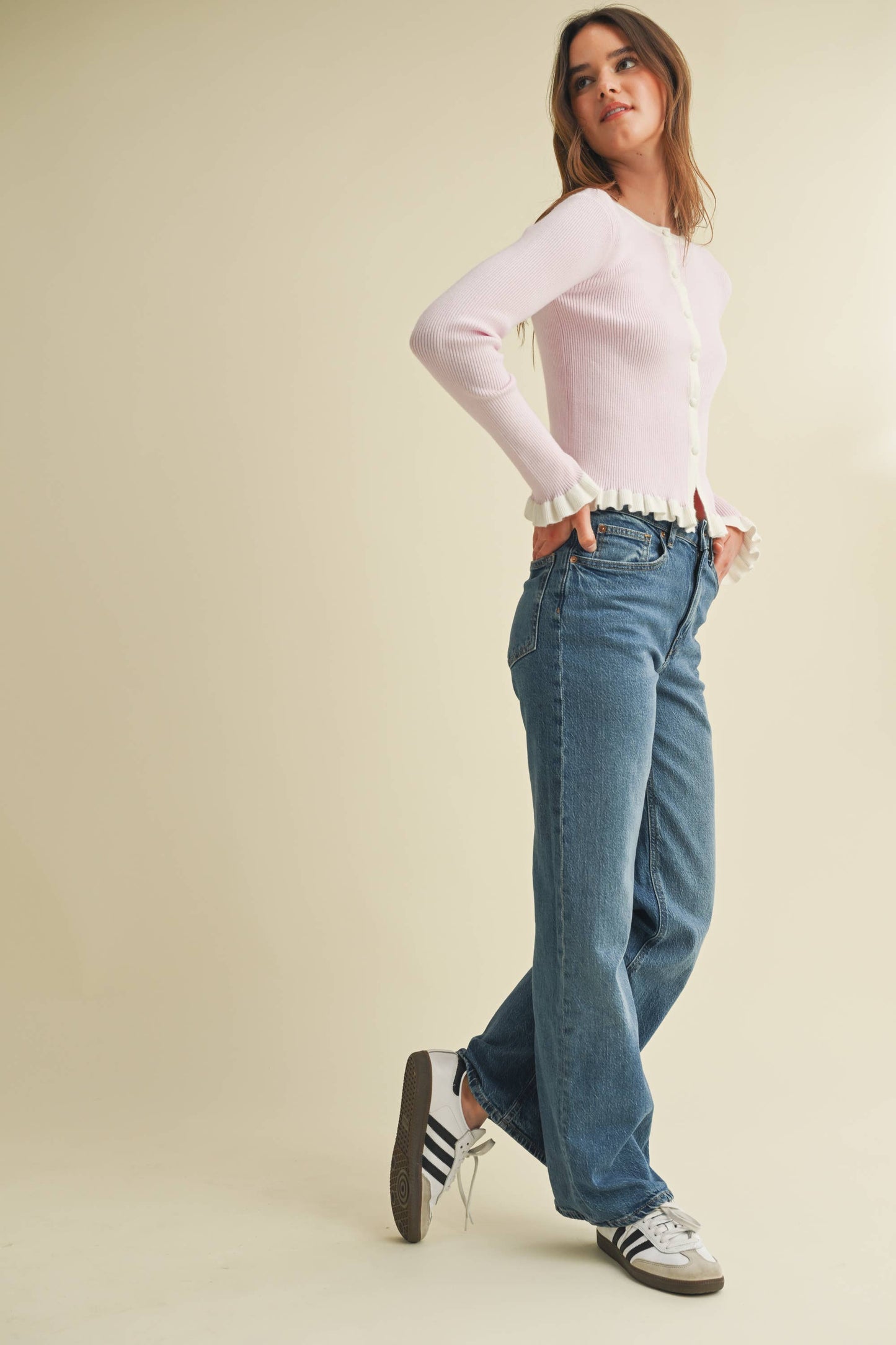 Peony Pink Ruffle Cardigan