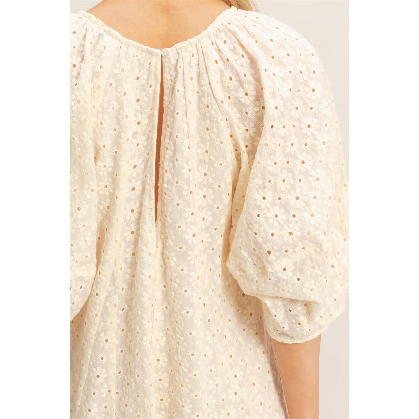 Cream Eyelet Babydoll Romper