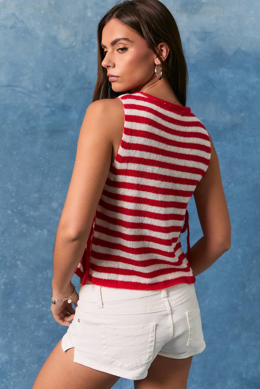 Side-Tie Striped Sweater Top