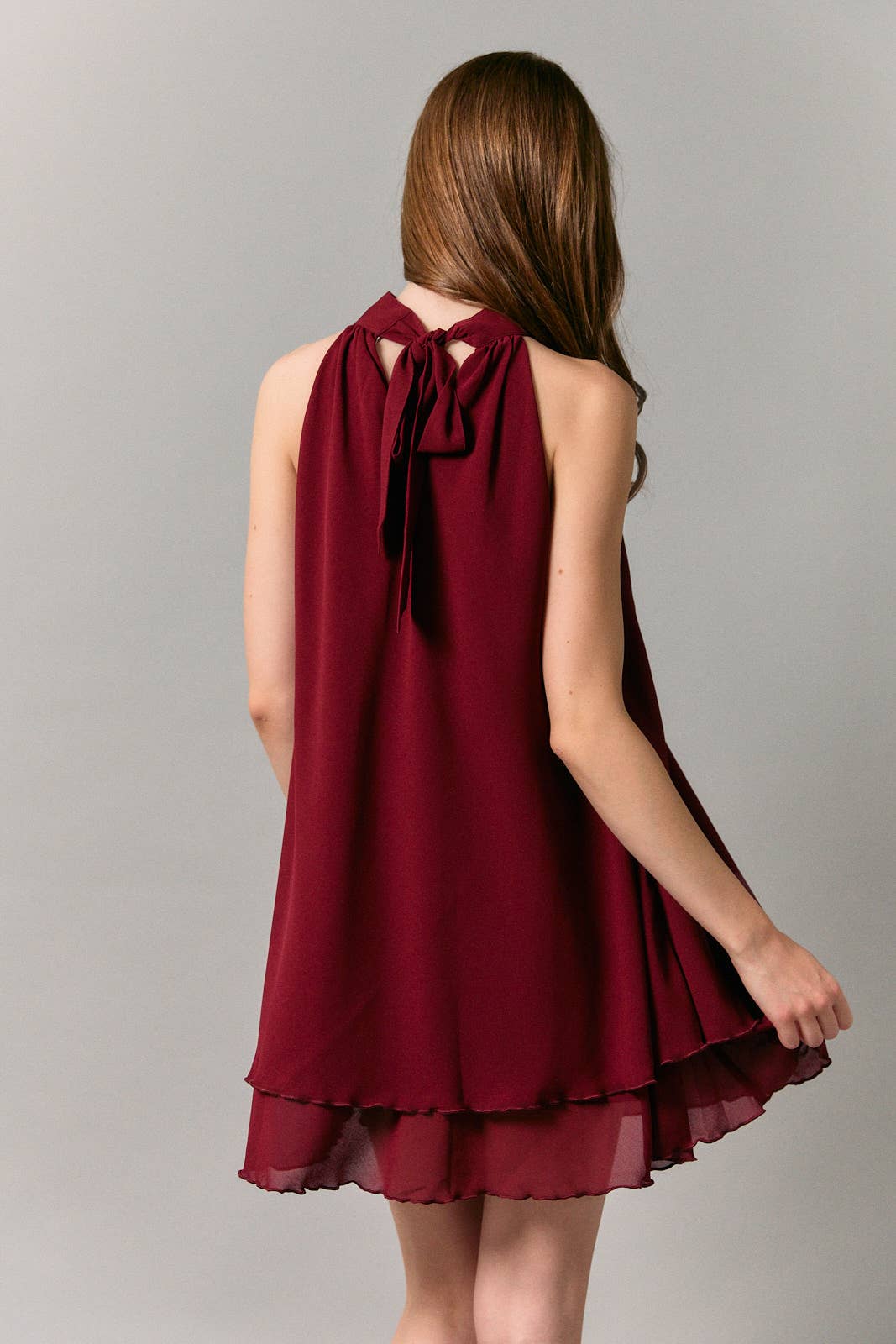 Crimson Halter Neck Mini Dress